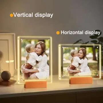 laapee Gifts for Girlfriend Boyfriend, 5x7 Acrylic Picture Frame with LED Color-changing Light, Double Sided Clear Magnetic Photo Frames, Valentine's Day Gifts for Men Women with Gift Card