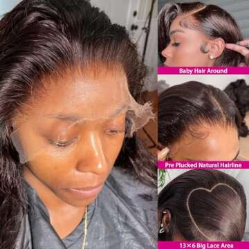 Yumkot 26Inch Chocolate Brown 13x6 Body Wave Lace Front Wigs Human Hair Pre Plucked 180% Density HD ...