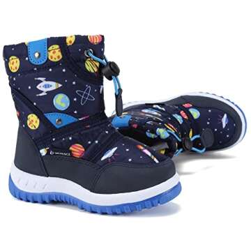 CIOR Winter Snow Boots for Boy and Girl Outdoor Waterproof with Fur Lined(Toddler/Little Kids) U120WXZ014-Space blue-26