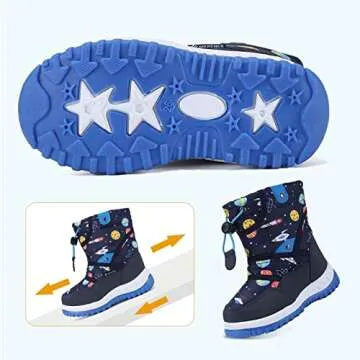 CIOR Winter Snow Boots for Boy and Girl Outdoor Waterproof with Fur Lined(Toddler/Little Kids) U120WXZ014-Space blue-26