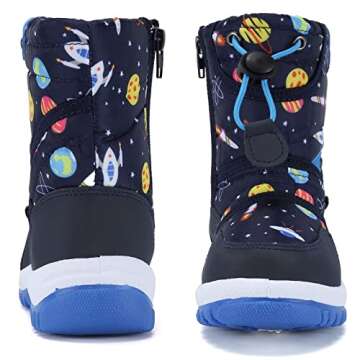 CIOR Winter Snow Boots for Boy and Girl Outdoor Waterproof with Fur Lined(Toddler/Little Kids) U120WXZ014-Space blue-26