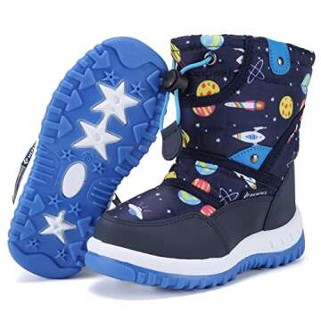 CIOR Winter Snow Boots for Boy and Girl Outdoor Waterproof with Fur Lined(Toddler/Little Kids) U120WXZ014-Space blue-26