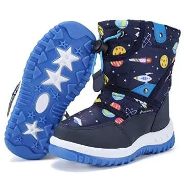 CIOR Winter Snow Boots for Boy and Girl Outdoor Waterproof with Fur Lined(Toddler/Little Kids) U120WXZ014-Space blue-26