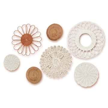 MeraMera Wall Decor Set of 7, Rattan Flower Wall Decor,Nursery Wall Decor,Nursery Decor,Boho Wall De...
