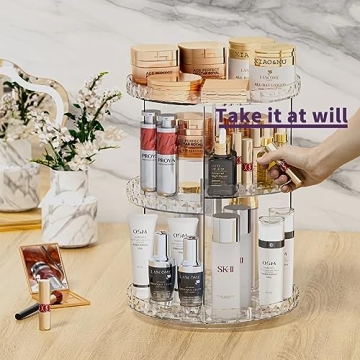 ZHIAI Rotating Makeup Organizer - Large Capacity Clear