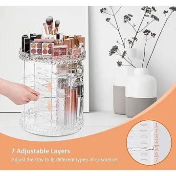ZHIAI Rotating Makeup Organizer - Large Capacity Clear