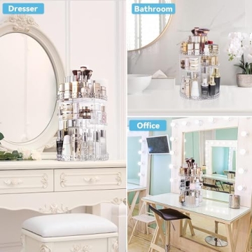 ZHIAI Rotating Makeup Organizer - Large Capacity Clear