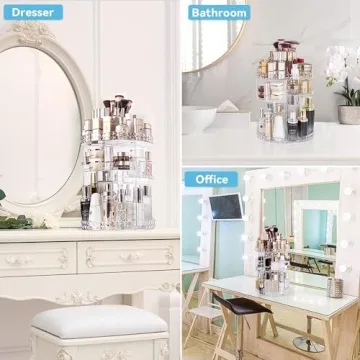 ZHIAI Rotating Makeup Organizer - Large Capacity Clear