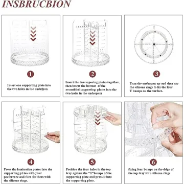 ZHIAI Rotating Makeup Organizer - Large Capacity Clear