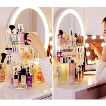 ZHIAI Rotating Makeup Organizer - Large Capacity Clear