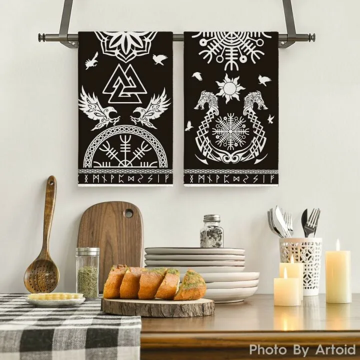 Black Eagle Dragon Kitchen Towels Set of 2