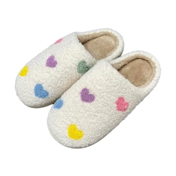 Haiding Valentine's Day Slippers Fuzzy Love Heart Slippers for Womens Mens Winter Plush Warm Cozy Ho...