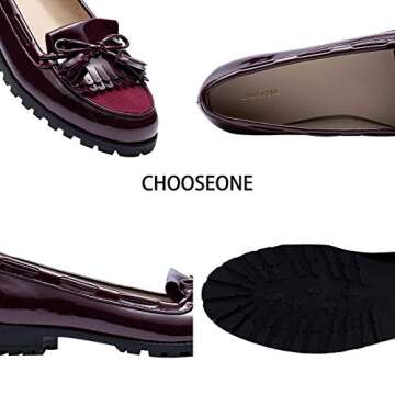 Fringed Slip On Loafers Shoes for Women,Classic Patent Leather Round Toe Low Leather Loafers Girl Driving Walking Casual Boat Shoes Bright rad 38