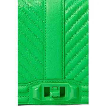 Rebecca Minkoff Chevron Quilted Small Love Crossbody Neon Green One Size
