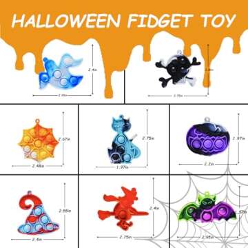 80Pcs Halloween Party Favors for Kids, Halloween Fidgets Toys with Mini Pop Keychain, Halloween Fidg...
