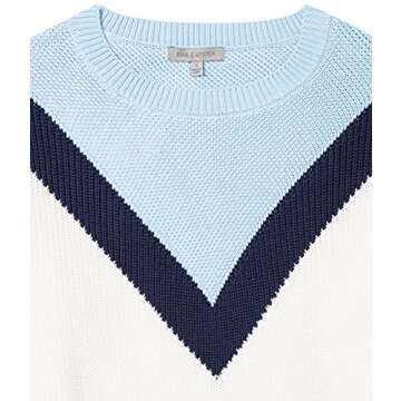 Cable Stitch Women's Geometric Colorblock Sweater - Crewneck Long Sleeve Oversized Drop Shoulder Chevron Pattern Pullover Top (X-Small, Multi)