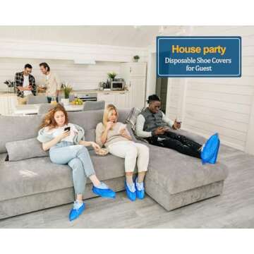 Shoe Covers Disposable Non Slip -100 Pack(50 pairs) 15.7'' Hygienic Waterproof Foot Booties Covers Recyclable Shoe Booties Covers for Indoors, Fits Up to US Men's 11 & US Women's 13