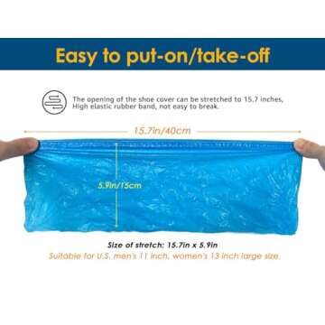 Shoe Covers Disposable Non Slip -100 Pack(50 pairs) 15.7'' Hygienic Waterproof Foot Booties Covers Recyclable Shoe Booties Covers for Indoors, Fits Up to US Men's 11 & US Women's 13