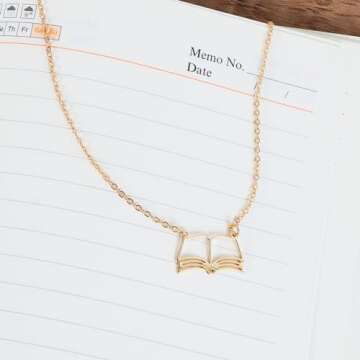 Book Lovers Gifts For Women Book Necklace Open Book Necklace Bookworm Gift Book Gifts Librarian Gifts Reading Giftsbook Club Gifts For Book Lovers Book Stack Teardrop Teacher Appreciation Gifts