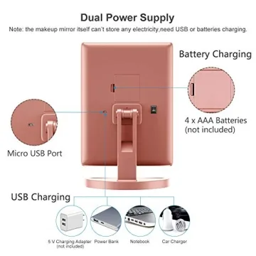 WEILY Makeup Mirror with LED Lights and Dual Power Supply