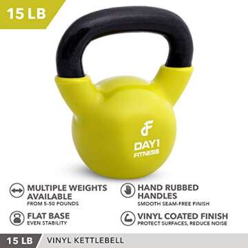 Kettlebell Weights by Day 1 Fitness - 15 Pounds Free Weights