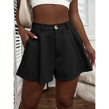 Stylish Verdusa Women's High Waist Pleated Wide Leg Shorts