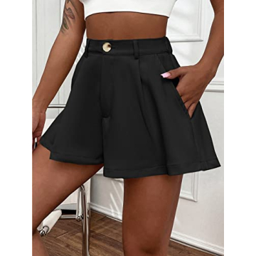 Stylish Verdusa Women's High Waist Pleated Wide Leg Shorts
