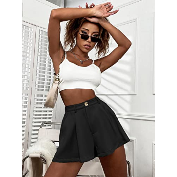 Stylish Verdusa Women's High Waist Pleated Wide Leg Shorts