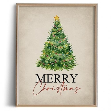 Rustic Vintage Farmhouse Holiday Wall Decor | Norway Spruce & Pine Print 11x14