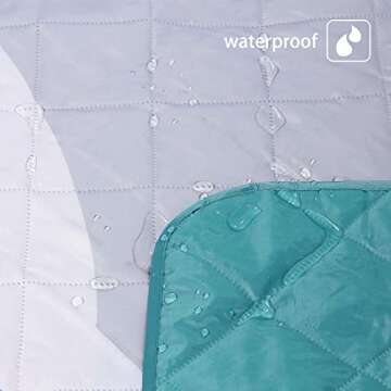 Exclusivo Mezcla Waterproof Picnic Blankets Three Layer 60x80 Inch Large Sandproof Beach Blanket Foldable Outdoor Blanket for Camping on Grass Picnic Mat Waved Blue