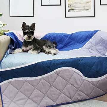 Exclusivo Mezcla Waterproof Picnic Blankets Three Layer 60x80 Inch Large Sandproof Beach Blanket Foldable Outdoor Blanket for Camping on Grass Picnic Mat Waved Blue