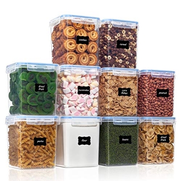 Airtight Food Storage Containers with Lids 10pcs Set 2.5L / 2.3Qt, PantryStar Air Tight Flour and Su...