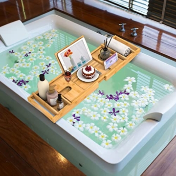 Luxury Adjustable Bamboo Bath Tray - Expandable & Chic