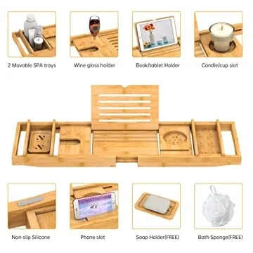 Luxury Adjustable Bamboo Bath Tray - Expandable & Chic