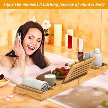 Luxury Adjustable Bamboo Bath Tray - Expandable & Chic