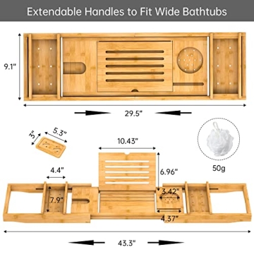 Luxury Adjustable Bamboo Bath Tray - Expandable & Chic