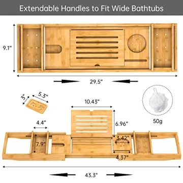 Luxury Adjustable Bamboo Bath Tray - Expandable & Chic