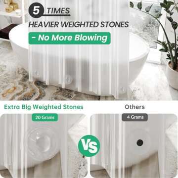 AmazerBath Plastic Shower Curtain 84 Inches Long, 72 x 84 Clear Weighted Extra Long Shower Curtain, ...