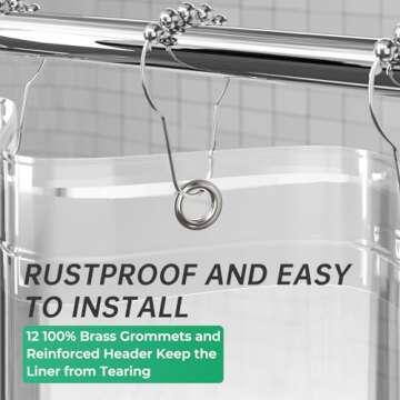 AmazerBath Plastic Shower Curtain 84 Inches Long, 72 x 84 Clear Weighted Extra Long Shower Curtain, PEVA Heavy Duty Tall Bathroom Curtains with 3 Big Clear Weighted Stones and 12 Grommet Holes