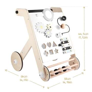 Asweets Wooden Baby Walker Push and Pull Learning Activity Walker with Roller for Boys and Girls Stand Learning Walker Toddler Toy