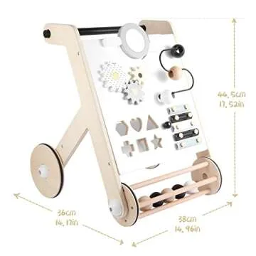 Asweets Wooden Baby Walker Push and Pull Learning Activity Walker with Roller for Boys and Girls Stand Learning Walker Toddler Toy