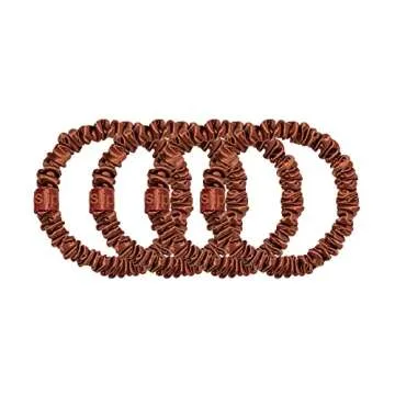 slip Silk Skinny Scrunchies - Auburn | Set of 4 Pure Silk Skinny Scrunchies | 100% Mulberry Silk, An...