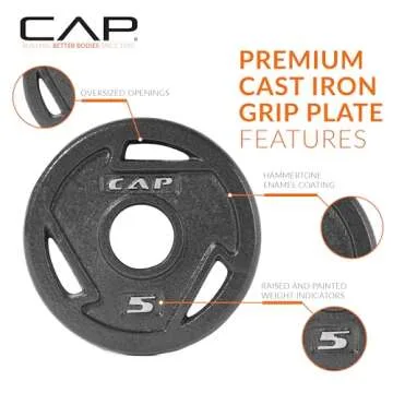 CAP Barbell 5 lb Olympic Grip Weight Plates for Home Gym