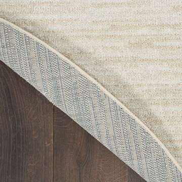 Nourison Essentials Indoor/Outdoor Ivory Beige 4' x Round Area Rug, Easy Cleaning, Non Shedding, Bed Room, Living Room, Dining Room, Backyard, Deck, Patio (4 Round)