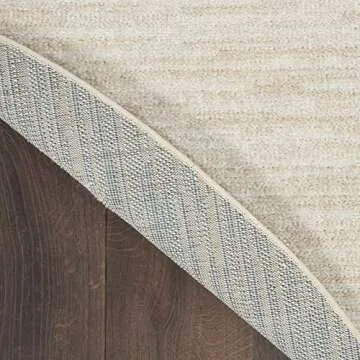 Nourison Essentials Indoor/Outdoor Ivory Beige 4' x Round Area Rug, Easy Cleaning, Non Shedding, Bed Room, Living Room, Dining Room, Backyard, Deck, Patio (4 Round)