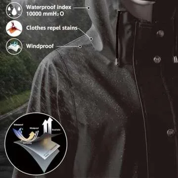 UNIQUEBELLA Upgrade Rain Jackets for Women Waterproof, Raincoat Long Hooded Rain Coats Outdoor Windbreaker Trench Coat