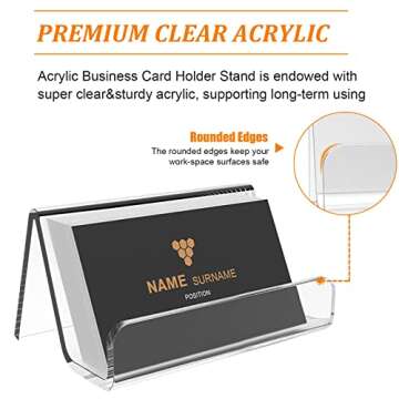 EMOMAS Acrylic Business Card Holder for Desk, Business Card Stand Desktop Business Card Holders for Exhibition，Office Acrylic Business Card Stand Display ，Capacity: 50 Cards （6 Pack）