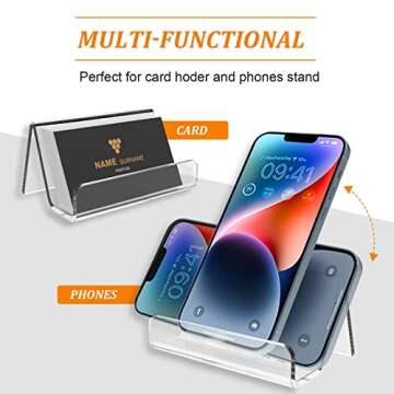 EMOMAS Acrylic Business Card Holder for Desk, Business Card Stand Desktop Business Card Holders for Exhibition，Office Acrylic Business Card Stand Display ，Capacity: 50 Cards （6 Pack）