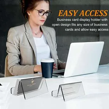 EMOMAS Acrylic Business Card Holder for Desk, Business Card Stand Desktop Business Card Holders for Exhibition，Office Acrylic Business Card Stand Display ，Capacity: 50 Cards （6 Pack）