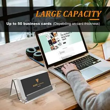EMOMAS Acrylic Business Card Holder for Desk, Business Card Stand Desktop Business Card Holders for Exhibition，Office Acrylic Business Card Stand Display ，Capacity: 50 Cards （6 Pack）